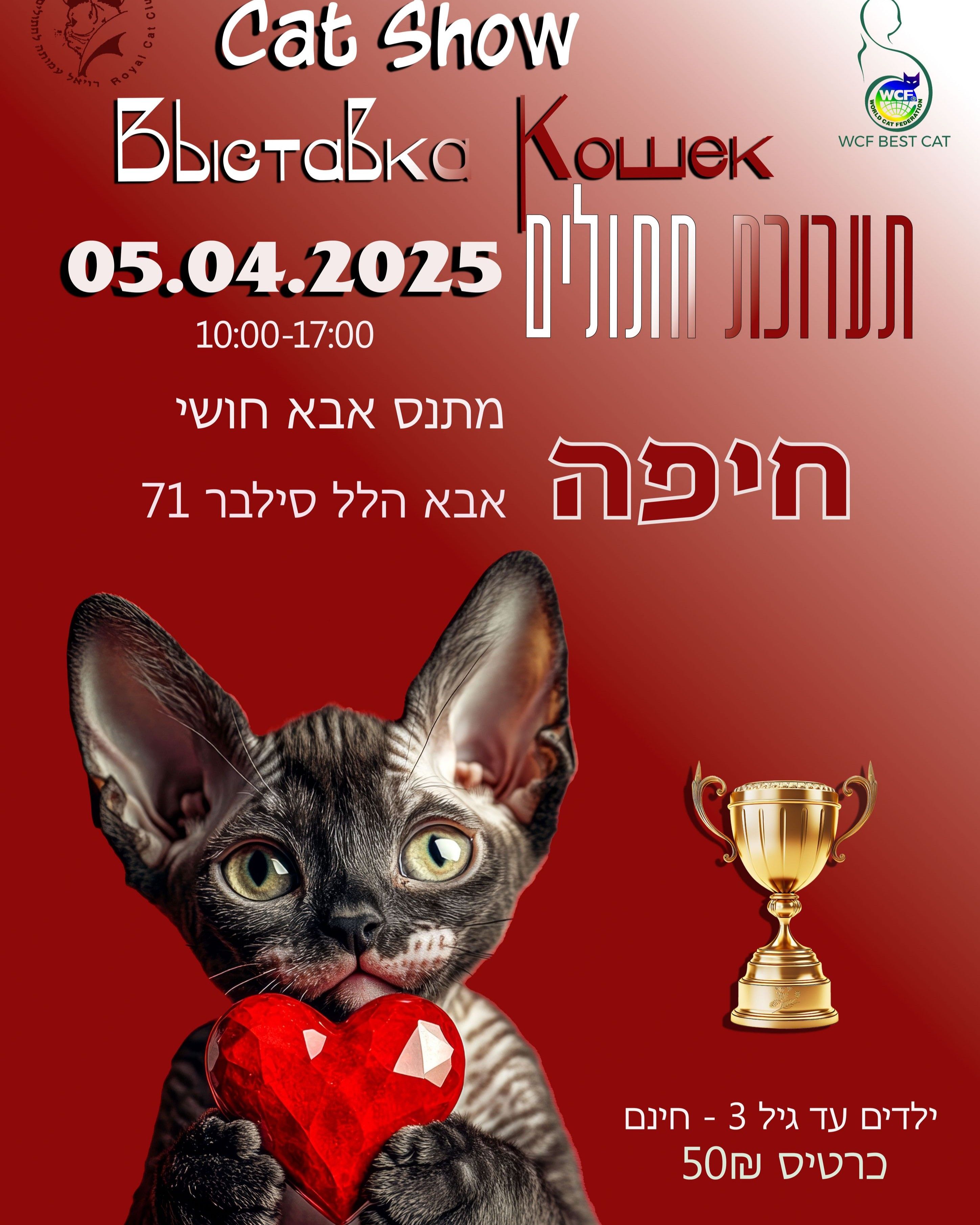 תערוכת חתולים עם שופטים בינלאומיים!! 05.04.2025
